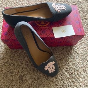 Tory Burch Gray and Pink Flats